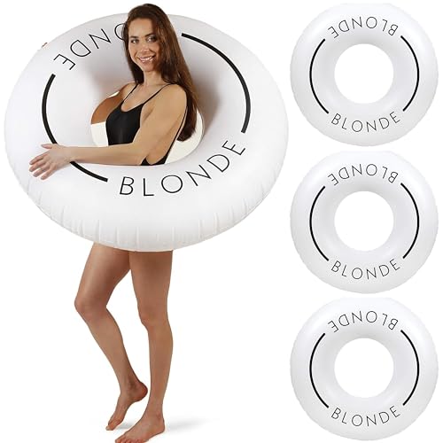 Loteli Swim Ring Float - Minimal Aesthetic Inflatable Swim Ring | Classic Prop for Party, Photo Shoot, Summer Fun & Relaxation | Durable & Easy to Inflate - color: Blonde, size: 4 Pack