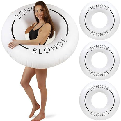 Loteli Swim Ring Float - Minimal Aesthetic Inflatable Swim Ring | Classic Prop for Party, Photo Shoot, Summer Fun & Relaxation | Durable & Easy to Inflate - color: Blonde, size: 4 Pack