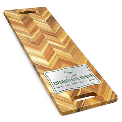Howizz Acacia Wood Large Cutting Board, Herringbone Charcuterie Board with Handles - 36"x12"x1" - color: 5-Herringbone, size: 36"L x 12"W