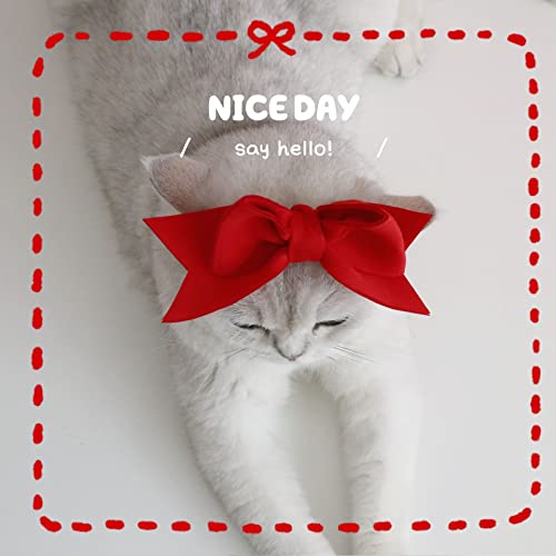 2Pack Pet Cute Bow Headbands Stretchy Handmade Bow Headband for Dog Cat Puppy Bathroom Apparel Birthday Party Wedding Xmas New Year Valentines Day Costume Photo Prop(Pink, Red)