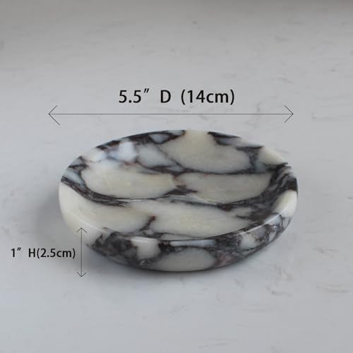 Nawgnail Natural Travertine Marble Jewelry Dish 5.5", Trinket Dish for Ring Earring, Gift for Woman Daugther(Calacatta Viola) - color: Calacatta Viola