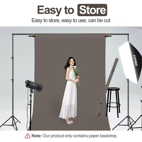 Emart Thunder Grey Paper Backdrops for Photoshoot, Photography Matte Seamless Roll Background 53" x 16" Long for Food, Product, Portrait Photo Shoot
