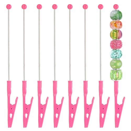 PATIKIL Long-Tailed Alligator Clamp, 8 Pcs 5.3 inch/135mm Metal Wire Alligator Clamp Beadable Alligator Photo Clips for Picture Note Menu Memo DIY Decor Crafts, Rose Red - color: Rose Red