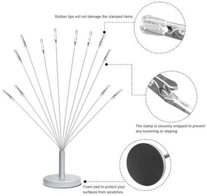 Silver Photo Tree Holder with Metal Base,12 Clips Flexible & Durable Branches Money Trees Gift Card Holder with Clips,Picture Trees to Hold Photos for Christmas Wedding Greeting Birthday Party Gift - color: Silver