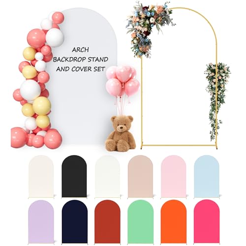 Neatsure Arch Backdrop Stand and Cover Set, 7.2FT Metal Photo Balloon Arch Backdrop Stand for Wedding Birthday Party Baby Shower Ceremony Graduation Decoration, White - color: White, size: 7.2FT