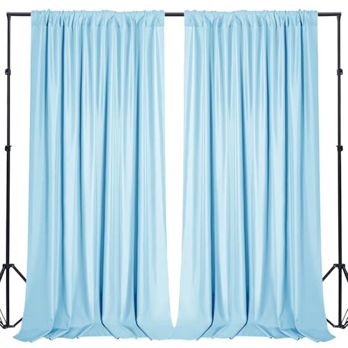 Sugargirl Wrinkle Free Baby Blue Backdrop Curtains Polyester Photo Backdrop Drapes Curtains with Rod Pockets for Party Birthday Wedding Photography Home Decoration(5x8FT, 2 Panels) - color: Baby Blue, size: W5' x H8' (2 panels)