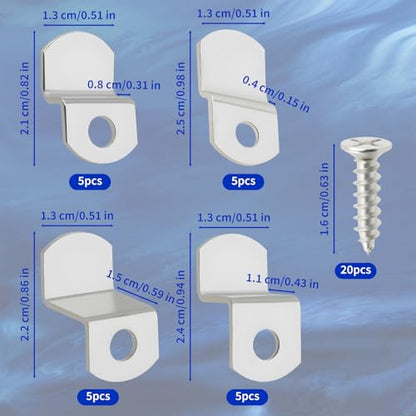 Offset Canvas-Clips for Picture Framing - 40 pcs Heavy Duty Photo Frame & Painting Clamps with 20 Screws, Silver Photo Frame Clips Offset Mirror Clamps Clips(5 Pcs Each of 1/8", 1/4", 3/8", 1/2" )