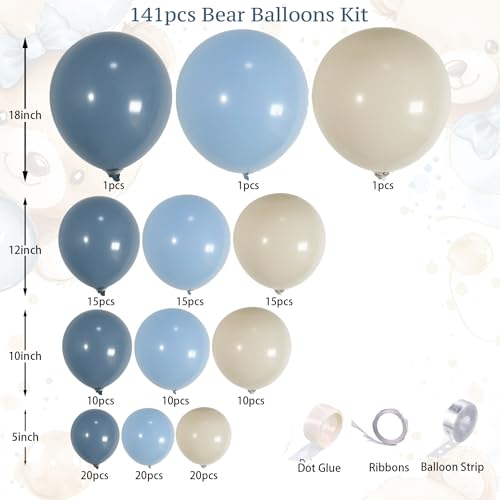 ECEAE 141Pcs Dusty Blue Balloon Arch Garland Kit with Light Blue Sand White Balloons, Perfect for Baby Shower, Birthday, Wedding, and Gender Reveal Decorations in Dirty Blue - color: Dusty Blue