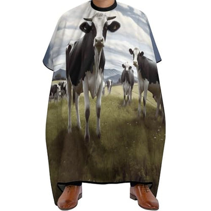 Farm Cow Pictures Barber Cape Professional Waterproof Barber Apron Hair Cutting Salon Cape Adjustable Cooking Kitchen Bib Aprons for Hair Stylist Makeup Home Use