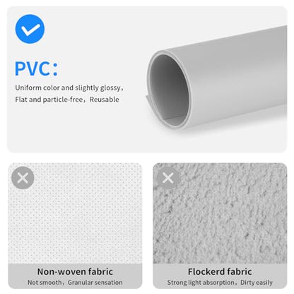 Meking 31.5x59.06 Inch PVC Backdrop, Matte Grey Background for Photography Vinyl Backdrops for Product Photography,Portrait Shoots and Photo Studio - color: Matte||GRAY