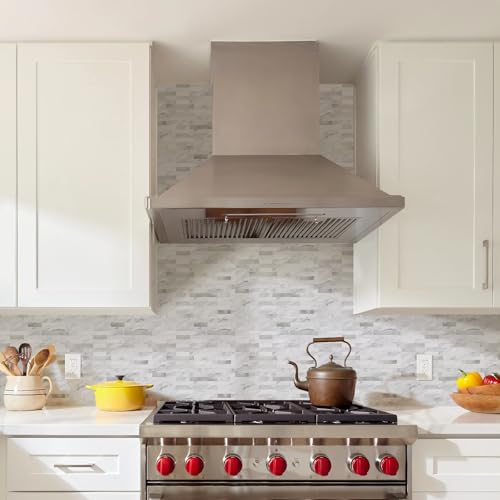 STICKGOO Peel and Stick Backsplash, PVC Wall Tiles Stick on Backsplash for Kitchen(1 Sheet, White Marble with Metal Silver) - color: White Marble with Metal Silver