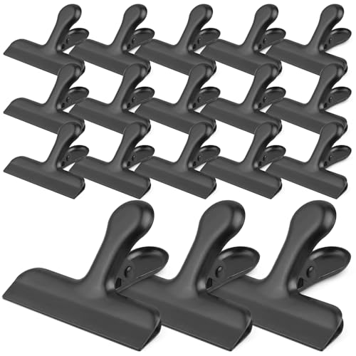24 Pack 3 Inch Stainless Steel Black Chip Clips Strong Bag Clips Large Clip for Food Packages, Metal Kitchen Food Clip for Snack Home&Office Paper Heavy Duty - color: Black, size: 24 Pack