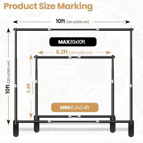 Jiang&Rong 10x10ft Heavy Duty Backdrop Stand Kit - Adjustable Step and Repeat Photo Banner Stand for Photography, Trade Shows, Photo Booths, Events(Black) - color: Black