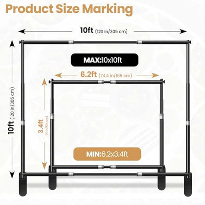 Jiang&Rong 10x10ft Heavy Duty Backdrop Stand Kit - Adjustable Step and Repeat Photo Banner Stand for Photography, Trade Shows, Photo Booths, Events(Black) - color: Black