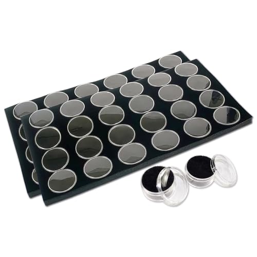 TheDisplayGuys For Your Modern Living 2-Pack 24-Jars Velvet Foam Padding Jewelry Container Inserts - Tray/Case Liners - Large Gem, Beads, Collectibles Storage Box (Black) by The Display Guys - color: Black, size: Jars - 24