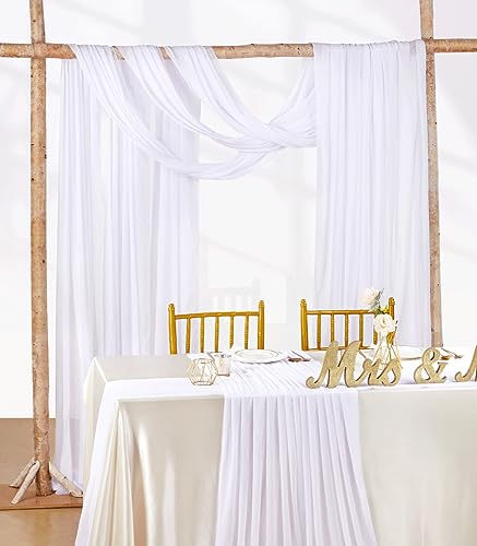Wedding Arch Draping Fabric 6 Panels White Chiffon Fabric Drapery Sheer Backdrop Curtains 6 Yards for Baby Shower Birthday Party Decorations - color: White, size: 6 Yards 6 Panels