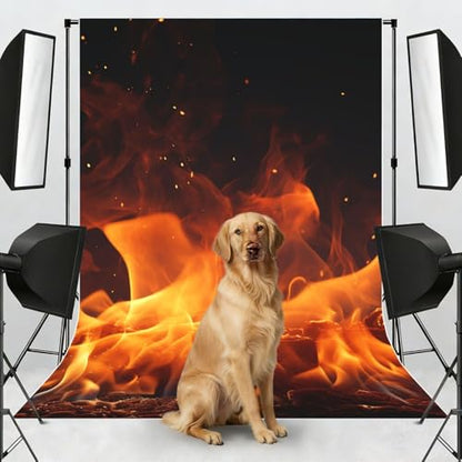 Dancing Fire Backdrop Background for Photography 5x7ft Photobooth Professional Photo Backdrop Curtains Video Photography Studio Photo Backgrounds Banner Booth Background Screen Parties - color: Dancing Fire