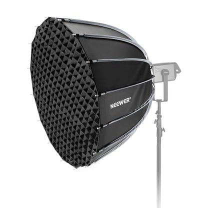 NEEWER Basics Parabolic Softbox Bowens Mount, 47" Quick Release Soft Box Light Diffuser/Grid/Bag Compatible with Godox Compatible with Aputure 600d Studio Photography Video Recording Lighting, NS39P - style: 47"/ 120cm Parabolic
