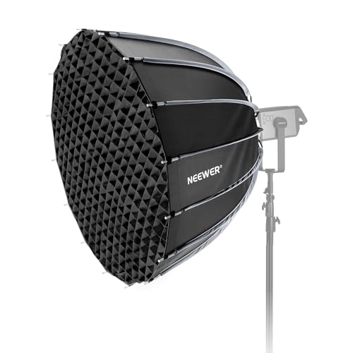 NEEWER Basics Parabolic Softbox Bowens Mount, 47" Quick Release Soft Box Light Diffuser/Grid/Bag Compatible with Godox Compatible with Aputure 600d Studio Photography Video Recording Lighting, NS39P - style: 47"/ 120cm Parabolic