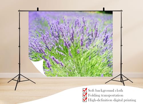 15x8ft Soft Lavender Blooms Close-up Backdrop Blurred Purple Field Photo Background Tapestry for Floral Branding Calm Home Decorations Studio Props - size: 15X8ft
