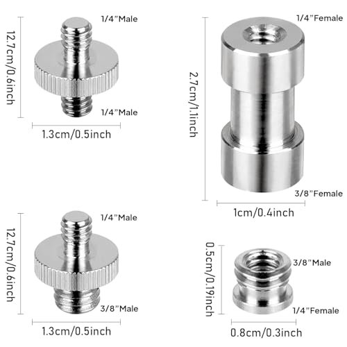 Standard Metal Male Convertor Threaded Screw Adapter Spigot Stud for Studio Light Stand, Hotshoe/Coldshoe Adapter, Ball Head, Wireless Flash Receiver, Trigger (20 PCS Camera Screws Mount Set) - style: 20 PCS Camera Screws Mount Set