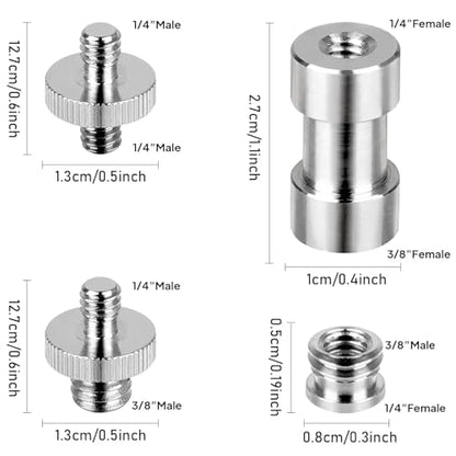 Standard Metal Male Convertor Threaded Screw Adapter Spigot Stud for Studio Light Stand, Hotshoe/Coldshoe Adapter, Ball Head, Wireless Flash Receiver, Trigger (20 PCS Camera Screws Mount Set) - style: 20 PCS Camera Screws Mount Set