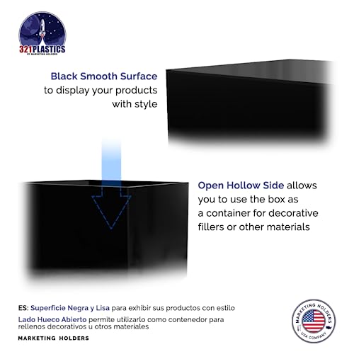 2 Pack Acrylic Box Display Riser 12 x 12 x 9 Inch Black Storage Caddy with One Open Side No Lid Retail Product Riser or Versatile Square Plexiglass Small Merchandise Bin by Marketing Holders - size: 12"w x 9"h Black