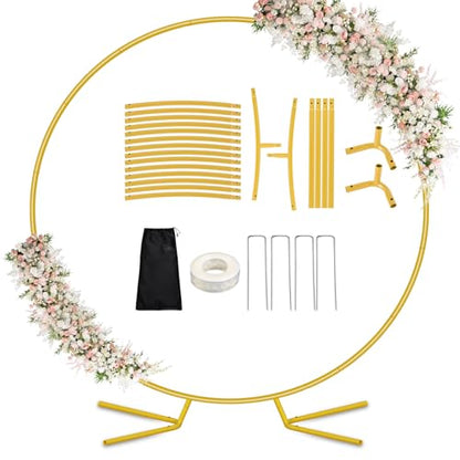 6.6FT Round Metal Arch Backdrop Stand, Circle Balloon Arch Stand Kit with Base, Metal Gold Wedding Arches Frame Heavy Duty for Birthday Gender Reveal Baby Shower Anniversary Party Decoration - size: 6.6FT