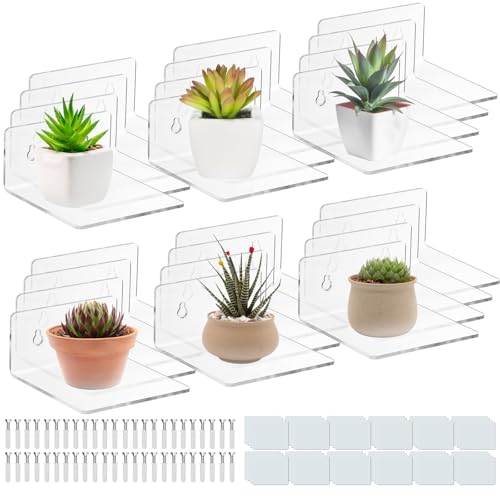 Acrylic Wall Shelves for Storage,Floating Shelf,Acrylic Display Shelves,Ledges for Pop Figures,Plant,Picture Photo for Bedroom Decor Living Room - color: Clear, size: 3.9 Inch- 24Pack