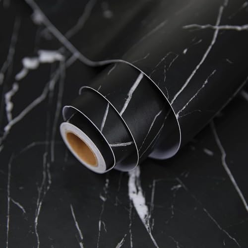 practicalWs 17.71" x 78.7" Marble Contact Paper Black/White Peel and Stick Wallpaper Thicken Self Adhesive Black Wallpaper for Countertops Cabinets Decorative Easy to Remove Upgrade - color: Black/White, size: 17.7" x 78.7"