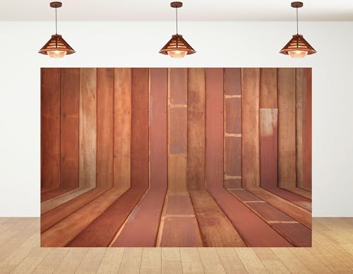 12x8ft Dark Stained Wood Panel Backdrop with Matching Floor Surface Photography Background for Vintage Pub Themed Party Decorations Banner Photo Booth Props - size: 12x8ft