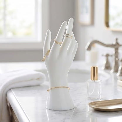 Okllen 4 Pack Female Mannequin Hand, Hand Ring Display Stand Jewelry Organizer Bracelet Bangle Necklace Holder for Hand Chain, Finger Ring, Glove, White & Black, Right Hands