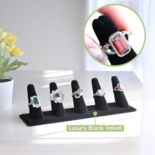 MOOCA 10 Pcs Jewelry Display Set, Easel Necklace Display, Bracelet Holder Stand, Earring Organizer, Ring Holder Stand for Showcase and Store, Premium Black Velvet - color: Style 3, Black Velvet, 10 Pieces