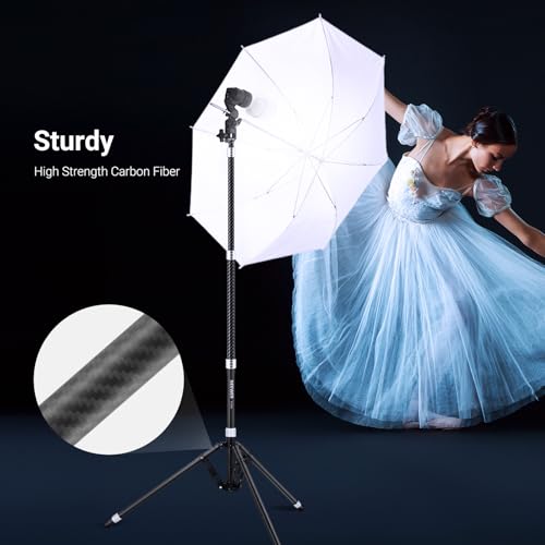 NEEWER Carbon Fiber Tripod Stand w Reversible Legs, 35"-102" Portable Lightweight Photography Light Stand for Strobe Softbox Ring Light Action Cam DSLR Streaming Recording, 6.6lb/3kg Max Load, ST260C - style: 260cm/1-Pack w/Reversible Legs