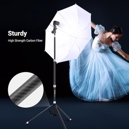 NEEWER Carbon Fiber Tripod Stand w Reversible Legs, 35"-102" Portable Lightweight Photography Light Stand for Strobe Softbox Ring Light Action Cam DSLR Streaming Recording, 6.6lb/3kg Max Load, ST260C - style: 260cm/1-Pack w/Reversible Legs