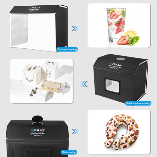 PULUZ 24x16 Inch Professional Photo Light Box with 672 LED Dimmable Lights, 3000K-6500K Dimmable Temperature, Portable Shooting Tent Kit with 4 Backdrops for Product Photography - size: 24*16 inch