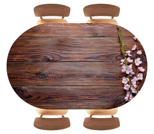 Wood Texture Background Oval Fitted Tablecloth with Elastic Edged, for Kitchen Party Dining Home Wedding Decor, Fits 48"x80" Oval Tables, Style149 - color: Wood Texture -17, size: 48" x 80" (Oval)