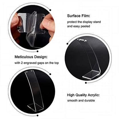 FINGERINSPIRE 6 Pcs L-Shape Acrylic Necklace Holder(Clear, 4.53 inch Height) Slant Back Earring Display Stand Jewelry Organizer for Earring Necklace Long Chain Pendant Jewelry Storage Rack for Retail