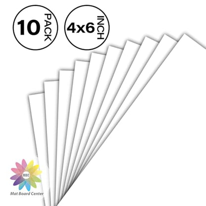 Mat Board Center, 10 Pack 4x6 White Backing Boards, Cardboard for Arts, Prints, Frames, Photos and More - size: 4x6