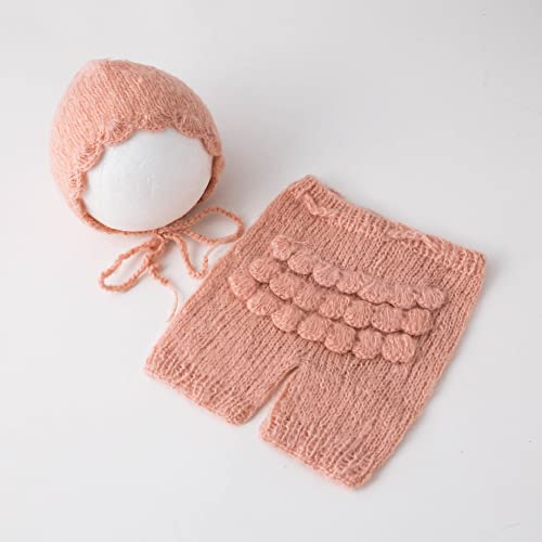 Fashion Cute Newborn Boy Girls Baby Costume Outfits Photography Props Hat Pants - color: Light Pink