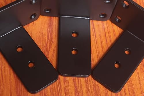 6 Pack - 3 inch Black Hidden L Shelf Bracket (1/5 Inch Thicked) Iron Floating Shelf Brackets Rustic Industrial Metal Brackets for Shelf Support - size: 3 Inch, style: Black 6 Pack