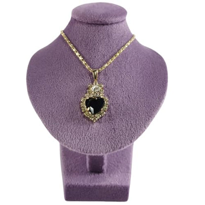 Mini Pendant Jewelry Display Stand Bust White PU Holder Black Velvet Mannequin Necklace Stand Wooden Portrait Model 12cm (Taro Purple) - color: Taro Purple