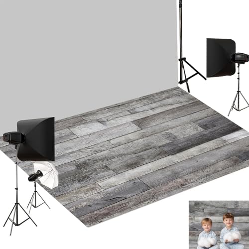 Kate Grey Wood Rubber Photography Floor Mat, Non-Slip Retro Wood Printed Floor Backdrop, Foldable Newborn Photography Drops Photo Studio Props 8X5ft - color: Grey, size: 8x5ft