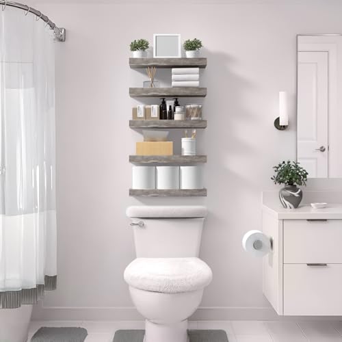 Sorbus Floating Shelves for Wall – 16 Inch Floating Shelf for Kitchen, Bedroom, Living Room, Bathroom, Home & Wall Decor - Mounted Bathroom Shelves with Invisible Brackets (Grey, 3 Pack) - color: Grey, size: 3 Pack