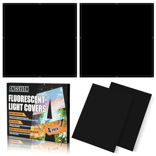 ANGSYLTH 2 x 2 Feet Fluorescent Light Covers - 4 Pcs Covers for Ceiling Lights, Magnetic Light Filters for Classroom, Office, Hospitals, Home (Black) - color: Black