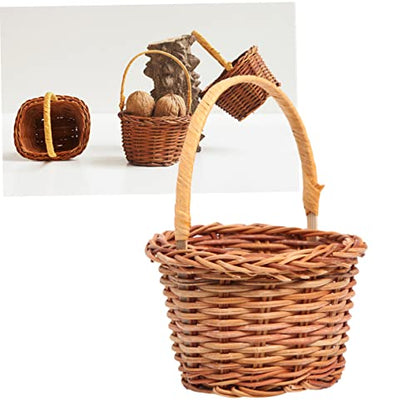 Alipis 1pc Mini Handwoven Decorative Basket Light Brown Easter Activity Prop Desktop Decoration for Home School for Events and Photo Styling - size: 8.00X8.00X5.00CM