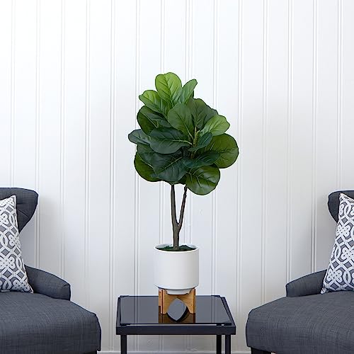 Nearly Natural 33in. Artificial Fiddle Fig with Stand Planter