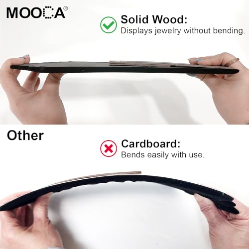 MOOCA 6 Pcs Velvet Covered MDF Wood with Cardboard Easel Multiple Necklace Display, 8 1/2 "W x 3" D x 12 1/2 "H Inches, Black Color - color: Black Velvet