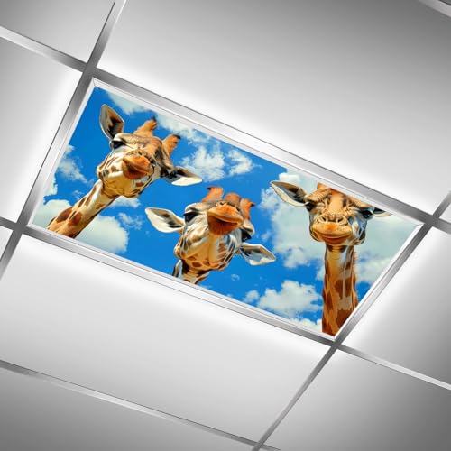 Fluorescent Light Covers for Classroom Ceiling Lights – 2x4ft Backlit Film for Fluorescent Fixtures, Reduce Glare and Eye Strain, Easy to Install – School, Office, Sensory - Giraffe - color: Giraffe（2）