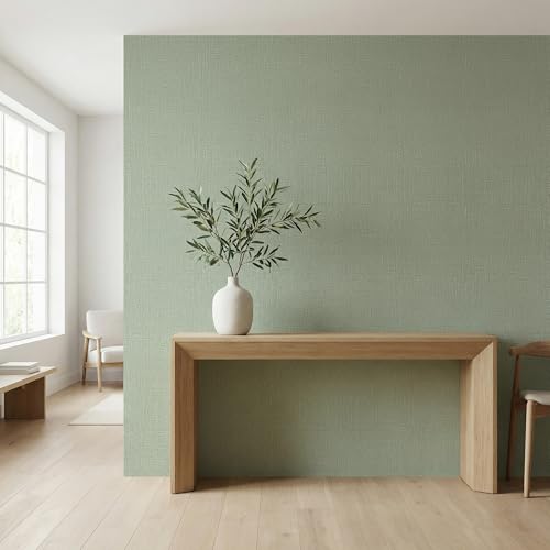 WADILE Grasscloth Peel and Stick Wallpaper 15.7in x 78.7in, Textured Contact Paper for Cabinets, Faux Linen Wall Paper Pull and Stick, Fabric Vinyl Wallpaper Self Adhesive Light Green - color: Light Green, size: 15.7" x 78.7"
